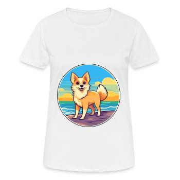 Norwegischer Lundehund Hunderasse Cartoon Kawaii Hund - Frauen T-Shirt atmungsaktiv - Weiß - Vorne - AI Model Female 172 dark (172cm)