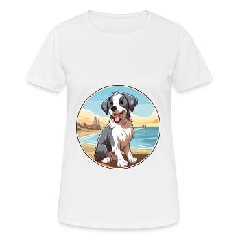 Picardy Sheepdog Dog Breed Cartoon Kawaii Clipart - Women's Breathable T-Shirt - white - Front - AI Model Female 172 dark (172cm)