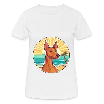 Pharaoh Hound Dog Breed Cartoon Kawaii Clipart Dog - Women's Breathable T-Shirt - white - Front - AI Model Female 172 dark (172cm)