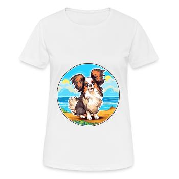 Papillon Hund Rasse Cartoon Kawaii Clipart Hund Haustier - Frauen T-Shirt atmungsaktiv - Weiß - Vorne - AI Model Female 172 dark (172cm)