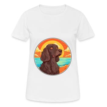 Picardy Spaniel Dog Breed Cartoon Kawaii Clipart - Women's Breathable T-Shirt - white - Front - AI Model Female 172 dark (172cm)