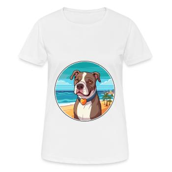 Pitbull Dog Breed Cartoon Kawaii Clipart Dog Pet - Women's Breathable T-Shirt - white - Front - AI Model Female 172 dark (172cm)