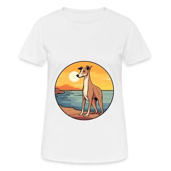 Polonais lévrier chien race Cartoon Kawaii Clipart - T-shirt respirant Femme - blanc - Devant - AI Model Female 172 dark (172cm)