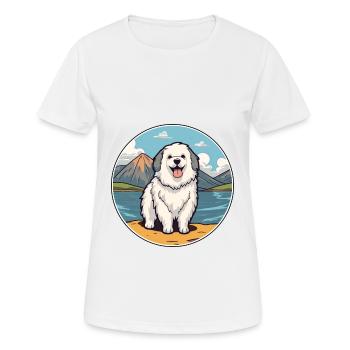 Chien de berger polonais Race de chien Dessin animé Chien Kawaii - T-shirt respirant Femme - blanc - Devant - AI Model Female 172 dark (172cm)