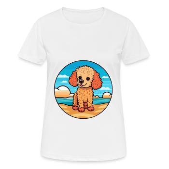 Caniche chien race dessin animé Kawaii Clipart aquarelle - T-shirt respirant Femme - blanc - Devant - AI Model Female 172 dark (172cm)