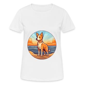 Portugais Podengo Chien Race Cartoon Kawaii Chien - T-shirt respirant Femme - blanc - Devant - AI Model Female 172 dark (172cm)