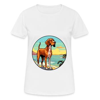 Vieux chien d’arrêt danois race Cartoon Kawaii chien - T-shirt respirant Femme - blanc - Devant - AI Model Female 172 dark (172cm)
