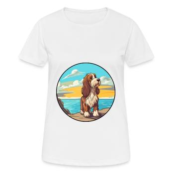 Petit Basset Griffon Vendéen Chien Race Cartoon - T-shirt respirant Femme - blanc - Devant - AI Model Female 172 dark (172cm)