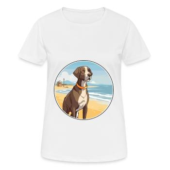 Pointer Dog Breed Cartoon Kawaii Clipart Dog Pet - Women's Breathable T-Shirt - white - Front - AI Model Female 172 dark (172cm)
