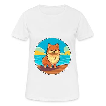 Pomeranian Spitz Hund Rasse Cartoon Kawaii Clipart - Frauen T-Shirt atmungsaktiv - Weiß - Vorne - AI Model Female 172 dark (172cm)