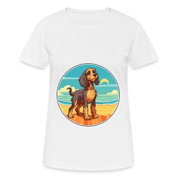 Phalene chien race dessin animé Kawaii Clipart chien animal de compagnie - T-shirt respirant Femme - blanc - Devant - AI Model Female 172 dark (172cm)