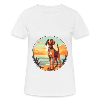 Chien de chasse polonais race chien de bande dessinée Kawaii chien - T-shirt respirant Femme - blanc - Devant - AI Model Female 172 dark (172cm)