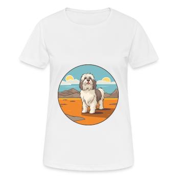 Polish Lowland Sheepdog Dog Breed Cartoon Kawaii - Women's Breathable T-Shirt - white - Front - AI Model Female 172 dark (172cm)