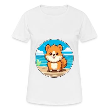 Poméranie chien race Cartoon Kawaii Clipart chien - T-shirt respirant Femme - blanc - Devant - AI Model Female 172 dark (172cm)
