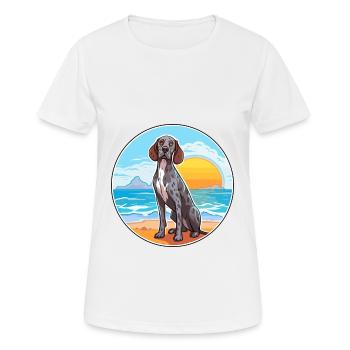 Portuguese Pointer Dog Breed Cartoon Kawaii Dog - Women's Breathable T-Shirt - white - Front - AI Model Female 172 dark (172cm)