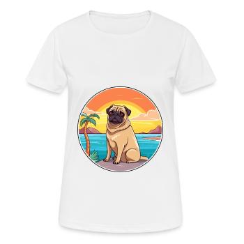 Mops Hund Rasse Cartoon Kawaii Clipart Aquarell - Frauen T-Shirt atmungsaktiv - Weiß - Vorne - AI Model Female 172 dark (172cm)
