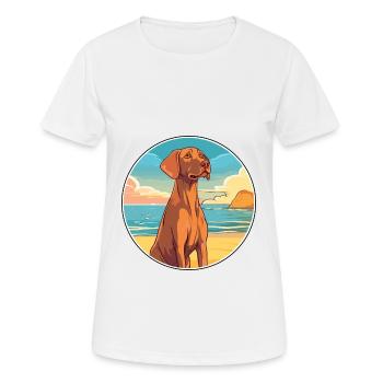 Vizsla chien race dessin animé Kawaii Clipart aquarelle - T-shirt respirant Femme - blanc - Devant - AI Model Female 172 dark (172cm)