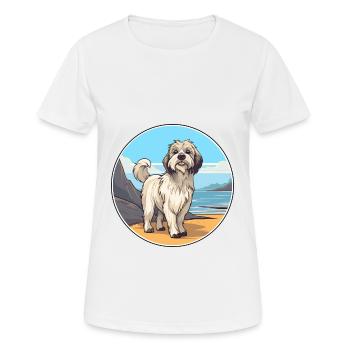 Berger des Pyrénées chien race Cartoon Kawaii Clipart - T-shirt respirant Femme - blanc - Devant - AI Model Female 172 dark (172cm)