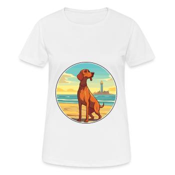 Redbone Coonhound chien race Cartoon Kawaii Clipart - T-shirt respirant Femme - blanc - Devant - AI Model Female 172 dark (172cm)