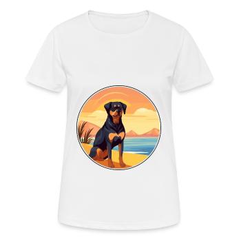 Rottweiler chien race dessin animé Kawaii Clipart chien - T-shirt respirant Femme - blanc - Devant - AI Model Female 172 dark (172cm)