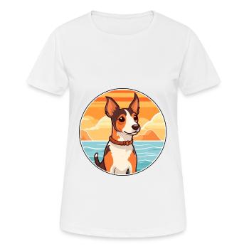 Jouet Fox Terrier chien race Cartoon Kawaii Clipart - T-shirt respirant Femme - blanc - Devant - AI Model Female 172 dark (172cm)