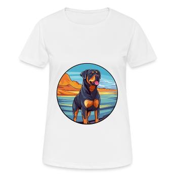 Rottweiler chien race dessin animé Kawaii Clipart chien - T-shirt respirant Femme - blanc - Devant - AI Model Female 172 dark (172cm)