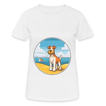 Fil Fox Terrier chien race Cartoon Kawaii Clipart - T-shirt respirant Femme - blanc - Devant - AI Model Female 172 dark (172cm)