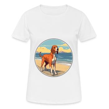 Russian Hound Dog Breed Cartoon Kawaii Clipart Dog - Women's Breathable T-Shirt - white - Front - AI Model Female 172 dark (172cm)