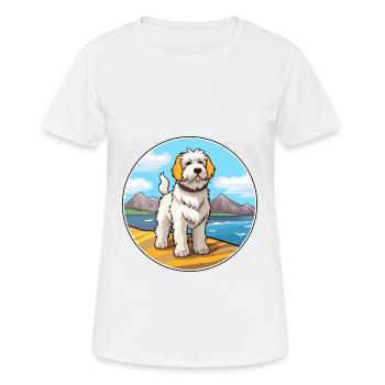 Chien de berger des Pyrénées chien race Cartoon Kawaii Clipart - T-shirt respirant Femme - blanc - Devant - AI Model Female 172 dark (172cm)