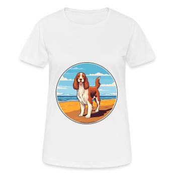 Welsh Springer Spaniel Dog Breed Cartoon Kawaii - Women's Breathable T-Shirt - white - Front - AI Model Female 172 dark (172cm)