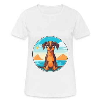 Ratonero Murciano chien race Cartoon Kawaii Clipart - T-shirt respirant Femme - blanc - Devant - AI Model Female 172 dark (172cm)