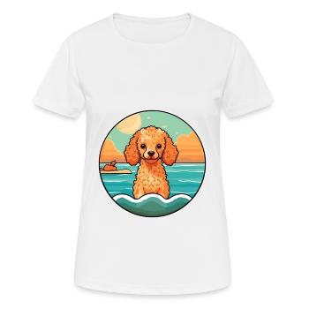 Toy Poodle Dog Breed Cartoon Kawaii Clipart Dog - Women's Breathable T-Shirt - white - Front - AI Model Female 172 dark (172cm)