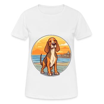Transylvanian Hound Dog Breed Cartoon Kawaii Dog - Women's Breathable T-Shirt - white - Front - AI Model Female 172 dark (172cm)