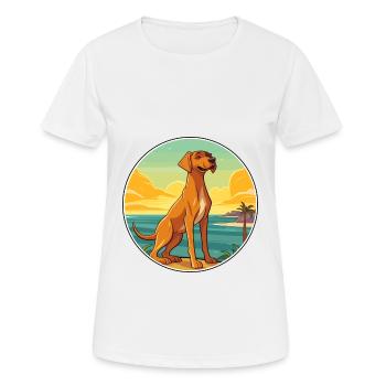 Rhodesian Ridgeback chien race dessin animé Kawaii chien - T-shirt respirant Femme - blanc - Devant - AI Model Female 172 dark (172cm)