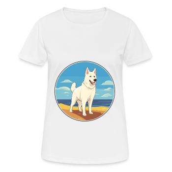 Weißer Schäferhund, Rasse, Cartoon, Kawaii, Clipart - Frauen T-Shirt atmungsaktiv - Weiß - Vorne - AI Model Female 172 dark (172cm)