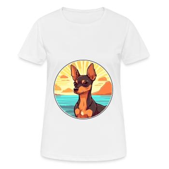 Russian Toy Terrier Dog Breed Cartoon Kawaii Dog - Women's Breathable T-Shirt - white - Front - AI Model Female 172 dark (172cm)