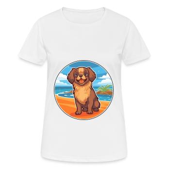 Épagneul tibétain chien race Cartoon Kawaii Clipart - T-shirt respirant Femme - blanc - Devant - AI Model Female 172 dark (172cm)