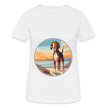 Treeing Walker Coonhound Dog Breed Cartoon Kawaii - Women's Breathable T-Shirt - white - Front - AI Model Female 172 dark (172cm)