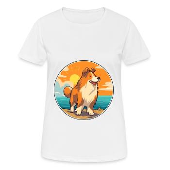 Rough Collie Dog Breed Cartoon Kawaii Clipart Dog - Women's Breathable T-Shirt - white - Front - AI Model Female 172 dark (172cm)