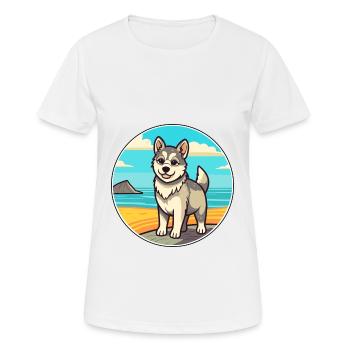 Suédois Vallhund chien race Cartoon Kawaii Clipart - T-shirt respirant Femme - blanc - Devant - AI Model Female 172 dark (172cm)