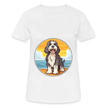 Schapendoes chien race dessin animé Kawaii Clipart chien - T-shirt respirant Femme - blanc - Devant - AI Model Female 172 dark (172cm)