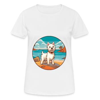 Westie Hund Rasse Cartoon Kawaii Clipart Aquarell - Frauen T-Shirt atmungsaktiv - Weiß - Vorne - AI Model Female 172 dark (172cm)