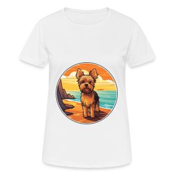 Yorkshire Terrier Dog Breed Cartoon Kawaii Clipart - Women's Breathable T-Shirt - white - Front - AI Model Female 172 dark (172cm)