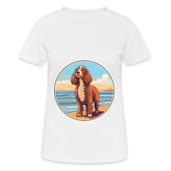 Russian Spaniel Dog Breed Cartoon Kawaii Clipart - Women's Breathable T-Shirt - white - Front - AI Model Female 172 dark (172cm)