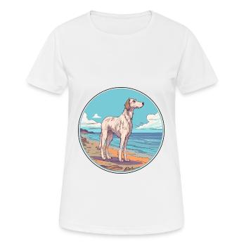 Russe Wolfhound chien race Cartoon Kawaii Clipart - T-shirt respirant Femme - blanc - Devant - AI Model Female 172 dark (172cm)