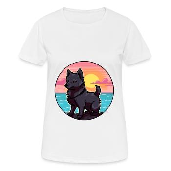 Schipperke chien race dessin animé Kawaii Clipart chien - T-shirt respirant Femme - blanc - Devant - AI Model Female 172 dark (172cm)