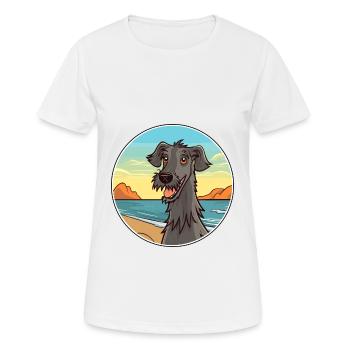 Scottish Deerhound Dog Breed Cartoon Kawaii Dog - Women's Breathable T-Shirt - white - Front - AI Model Female 172 dark (172cm)