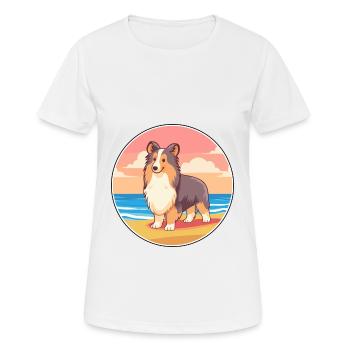 Sheltie Hund Rasse Cartoon Kawaii Clipart Hund Haustier - Frauen T-Shirt atmungsaktiv - Weiß - Vorne - AI Model Female 172 dark (172cm)