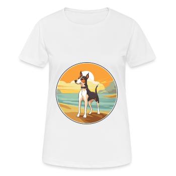 Glatter Foxterrier Hunderasse Cartoon Kawaii Hund - Frauen T-Shirt atmungsaktiv - Weiß - Vorne - AI Model Female 172 dark (172cm)