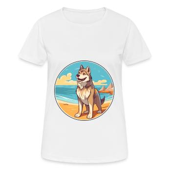 Saarloos Wolfhund Hund Rasse Cartoon Kawaii Clipart - Frauen T-Shirt atmungsaktiv - Weiß - Vorne - AI Model Female 172 dark (172cm)
